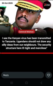General Muhoozi Keinerugaba, whose name means, one who will execute vengeance to all adversaries after, his father has changed his worlds, (according to president Museveni) is no stranger to political comments. 